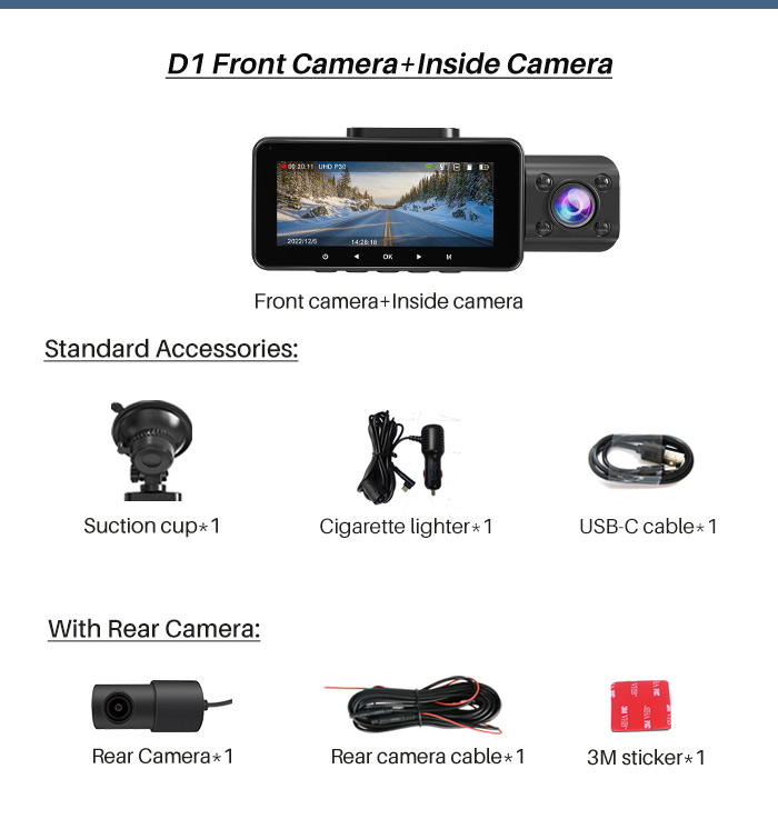 Lanmodo D1 3Channel 4K Dash Camera