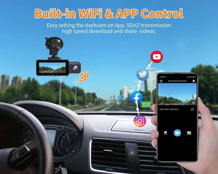 Lanmodo D1 3Channel 4K Dash Camera